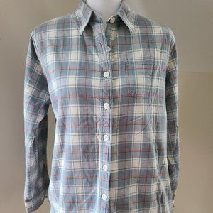 L L Bean Flannel Fleece Lined Plaid Shirt Jacket -sz small